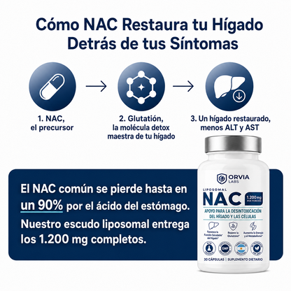 NAC liposomal: apoyo para la desintoxicación hepática y celular.