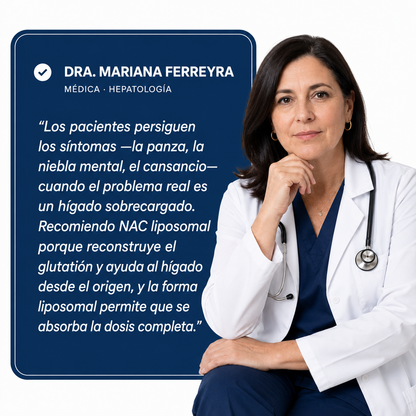 NAC liposomal: apoyo para la desintoxicación hepática y celular.