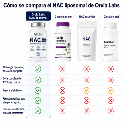 NAC liposomal: apoyo para la desintoxicación hepática y celular.
